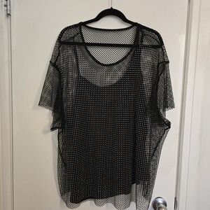 Torrid Black Mesh Top with Iridescent Studs 5x